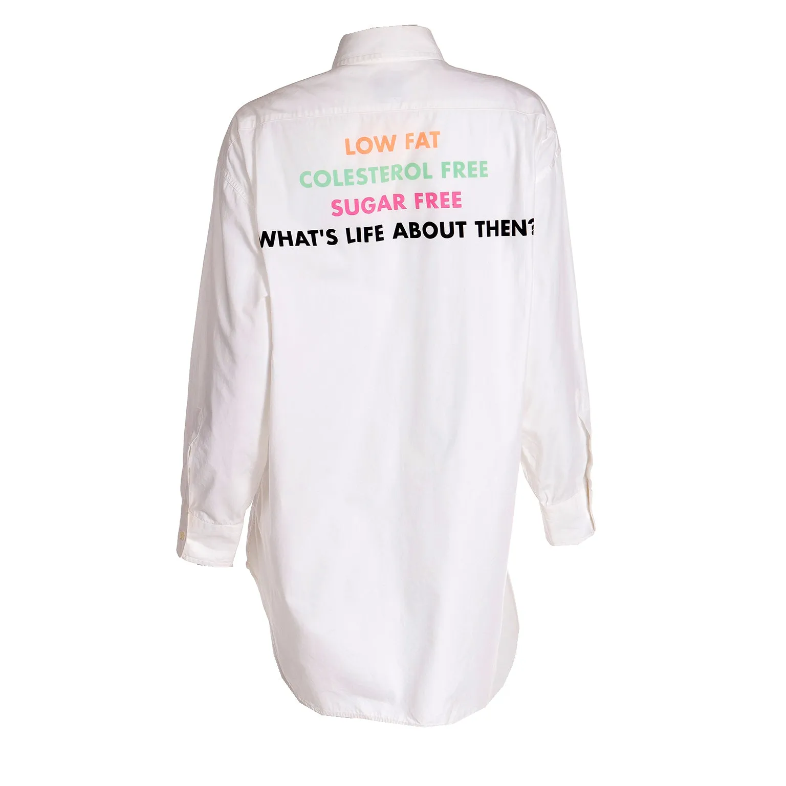 1980s Franco Moschino Whats Life About Button Down White Shirt