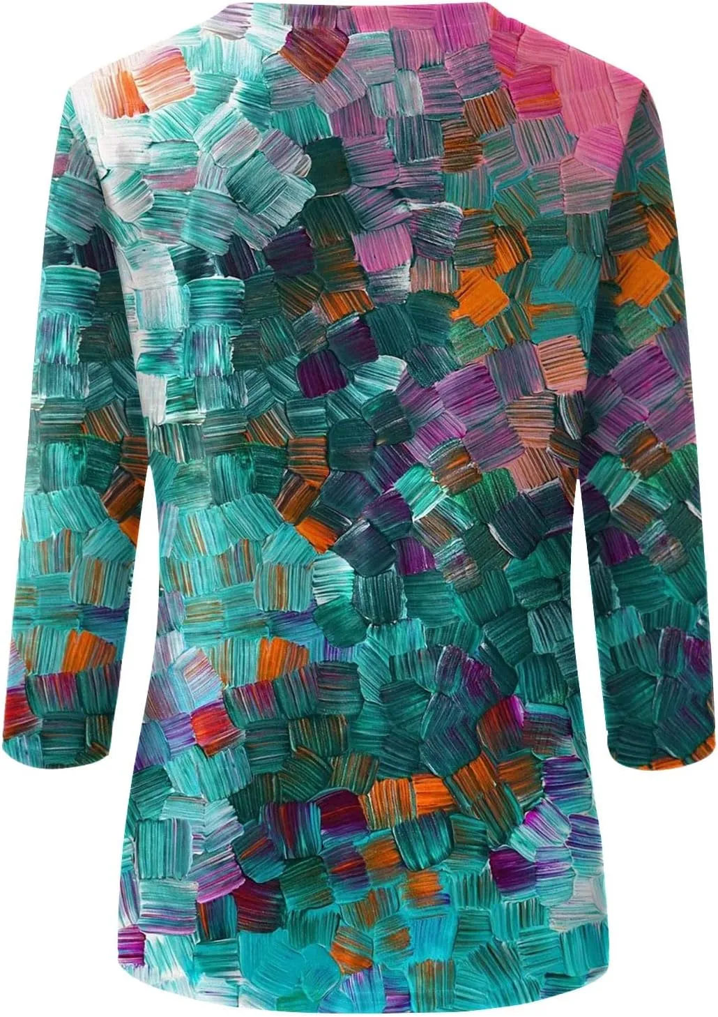 3/4 Length Sleeve Womens Tops Plus Size Crewneck Floral Graphic Shirts Three Quarter Loose Casual Dressy Blouses