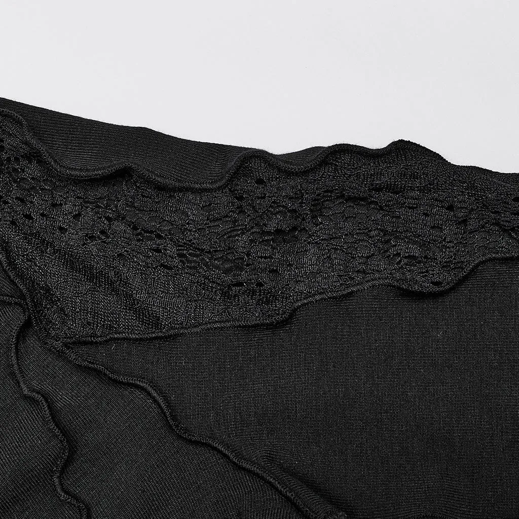 3D wave edge Lace splicing Long Sleeve T-shirt OPT-855DQF