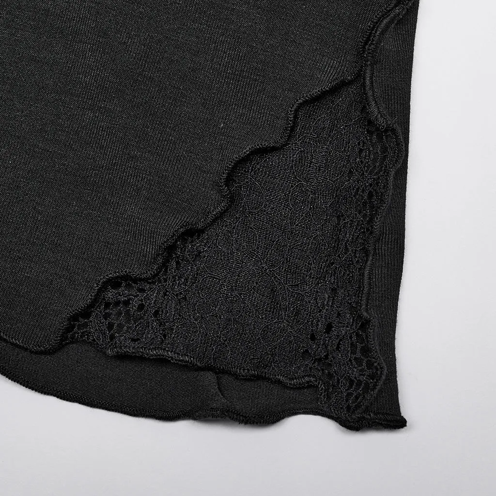 3D wave edge Lace splicing Long Sleeve T-shirt OPT-855DQF