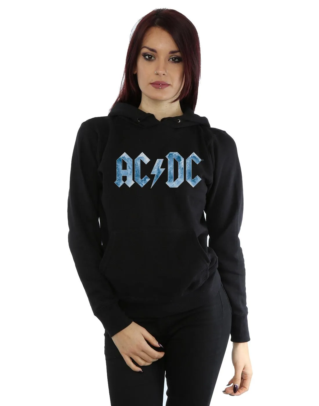 AC/DC Womens/Ladies Blue Ice Logo Hoodie