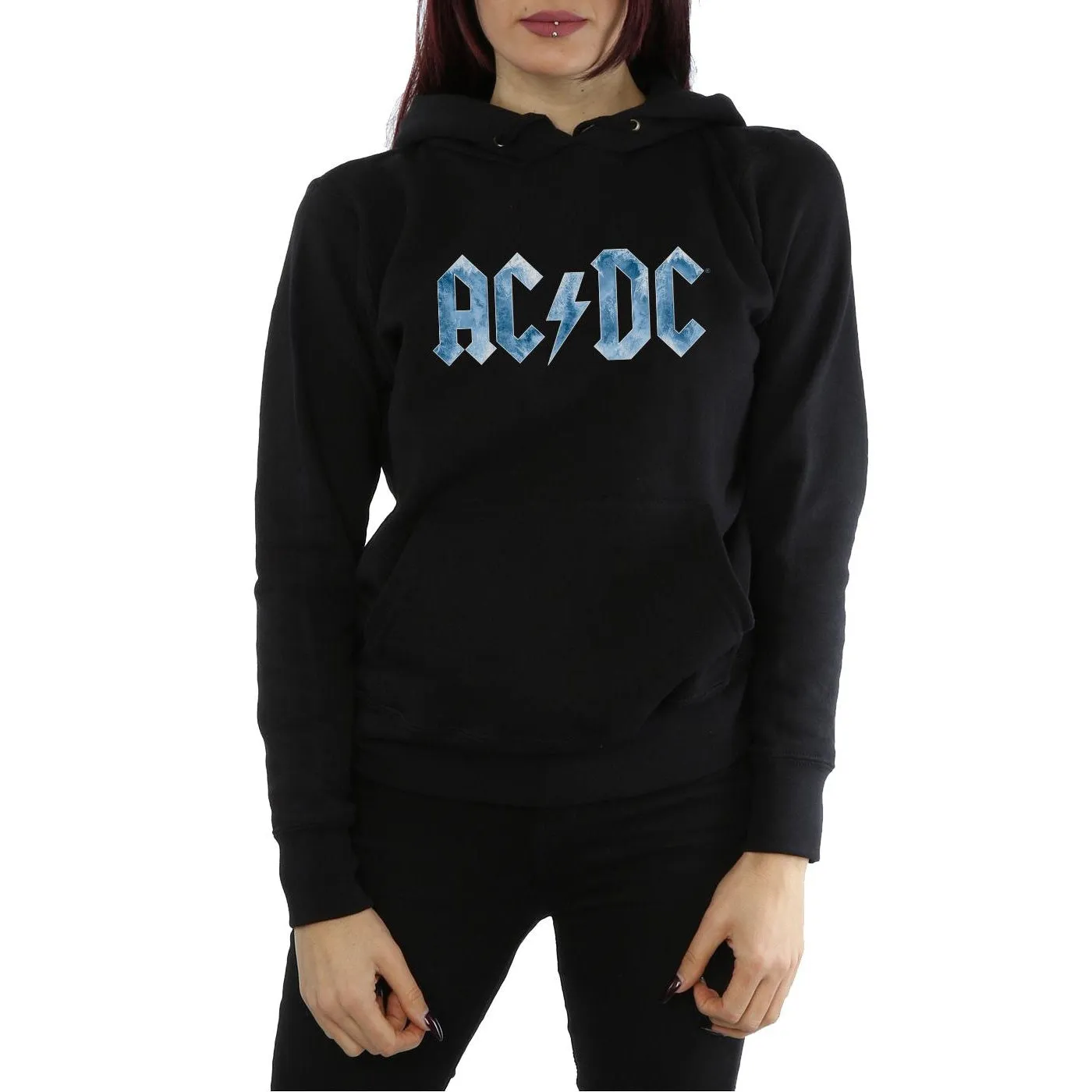 AC/DC Womens/Ladies Blue Ice Logo Hoodie