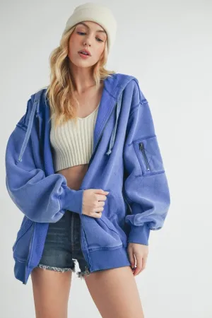 Aemi   Co Exposed Seam Zip Up Drawstring Hooded Jacket