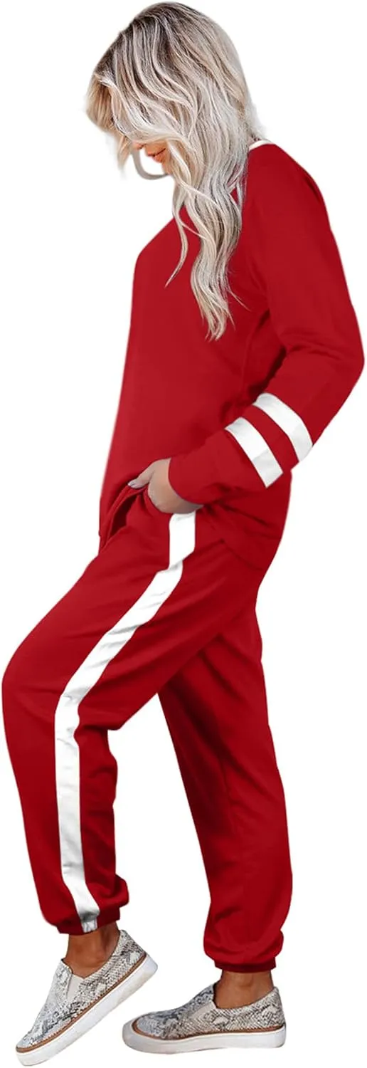 Aloodor Sweatsuit for Women 2 Piece Outfits for Womens Crewneck Sweatshirts Pullover