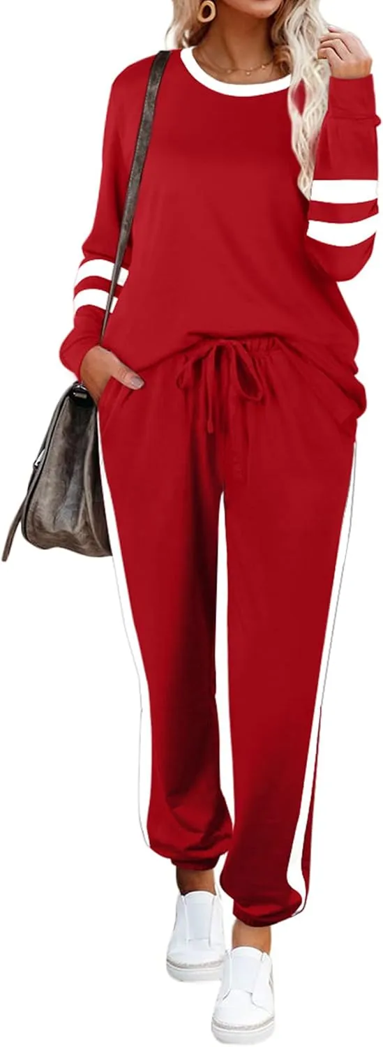 Aloodor Sweatsuit for Women 2 Piece Outfits for Womens Crewneck Sweatshirts Pullover