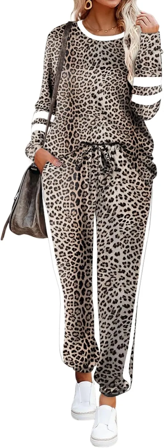 Aloodor Sweatsuit for Women 2 Piece Outfits for Womens Crewneck Sweatshirts Pullover