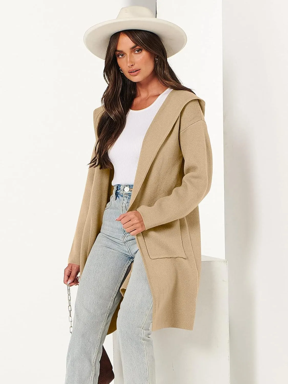 ANRABESS Women Cardigan Open Front Oversized Casual Knit Hoodie Sweater Coatigan Lady Coat 2025 Fall Trendy Outerwear