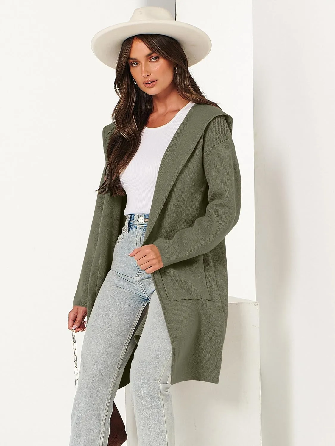 ANRABESS Women Cardigan Open Front Oversized Casual Knit Hoodie Sweater Coatigan Lady Coat 2025 Fall Trendy Outerwear