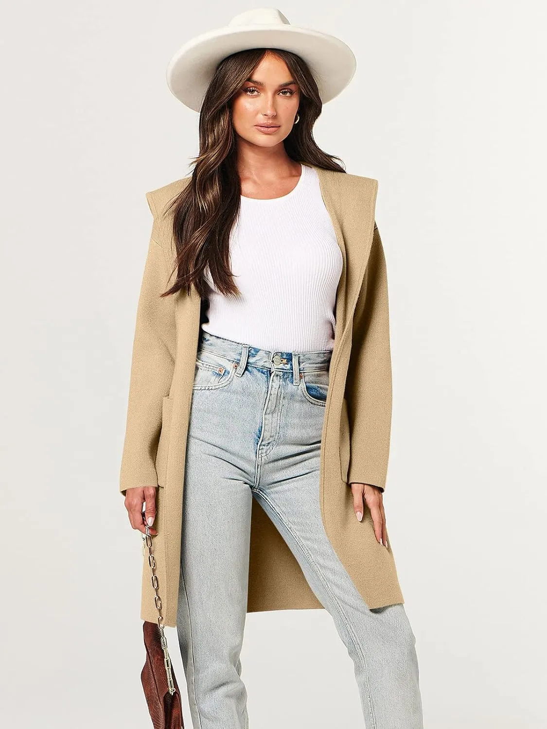 ANRABESS Women Cardigan Open Front Oversized Casual Knit Hoodie Sweater Coatigan Lady Coat 2025 Fall Trendy Outerwear