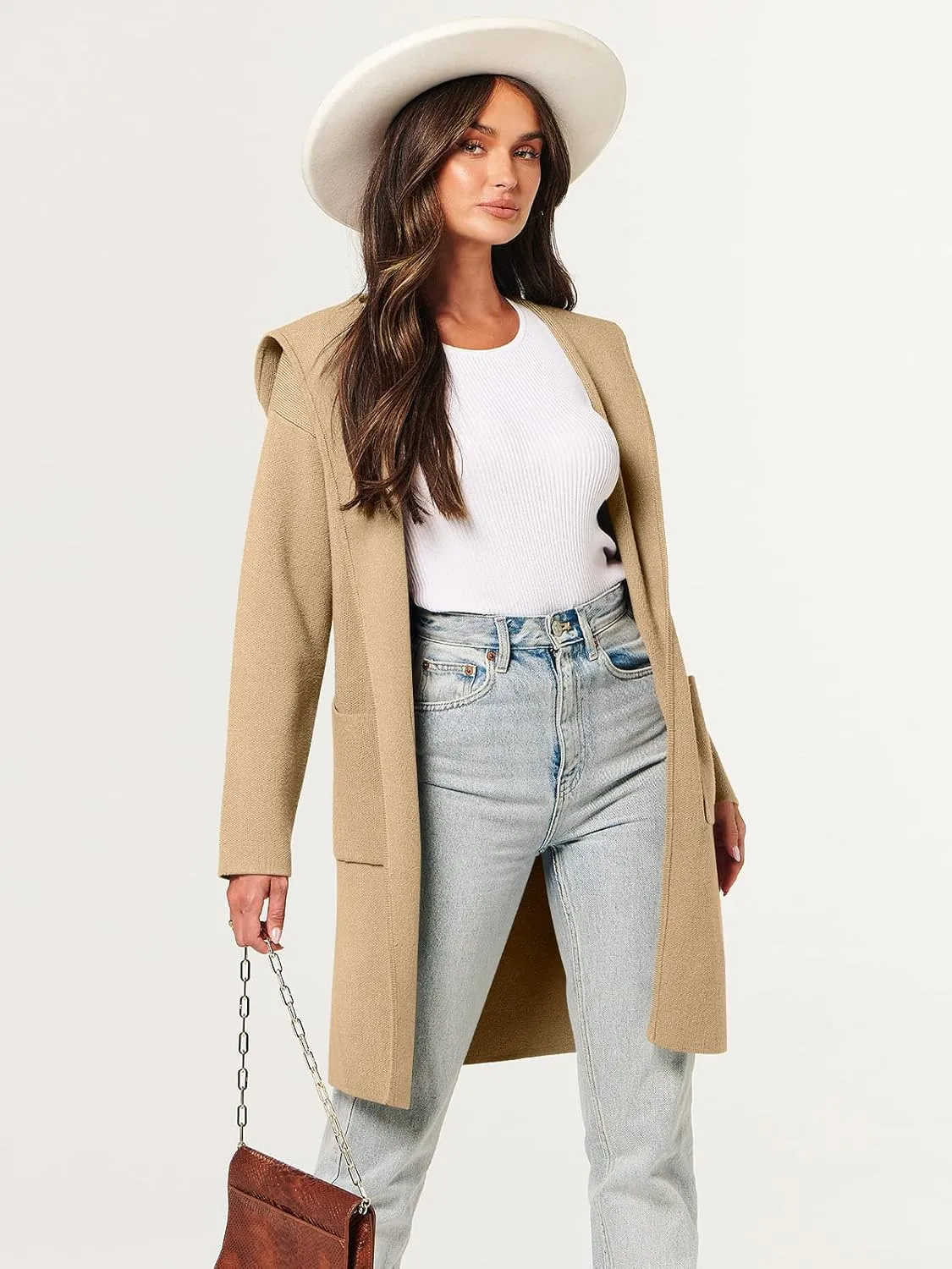 ANRABESS Women Cardigan Open Front Oversized Casual Knit Hoodie Sweater Coatigan Lady Coat 2025 Fall Trendy Outerwear