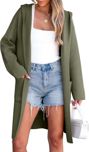 ANRABESS Women Cardigan Open Front Oversized Casual Knit Hoodie Sweater Coatigan Lady Coat 2025 Fall Trendy Outerwear