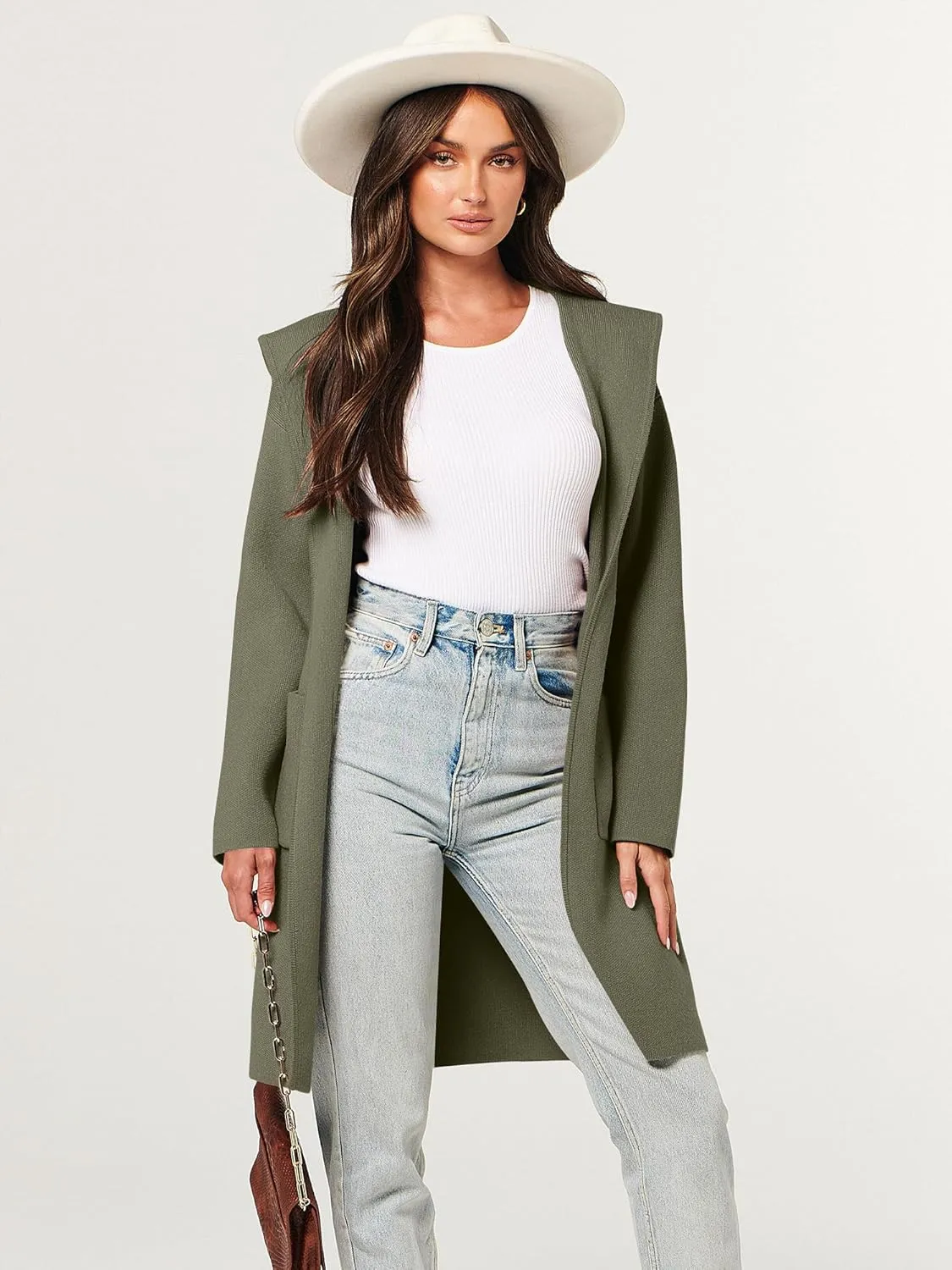 ANRABESS Women Cardigan Open Front Oversized Casual Knit Hoodie Sweater Coatigan Lady Coat 2025 Fall Trendy Outerwear