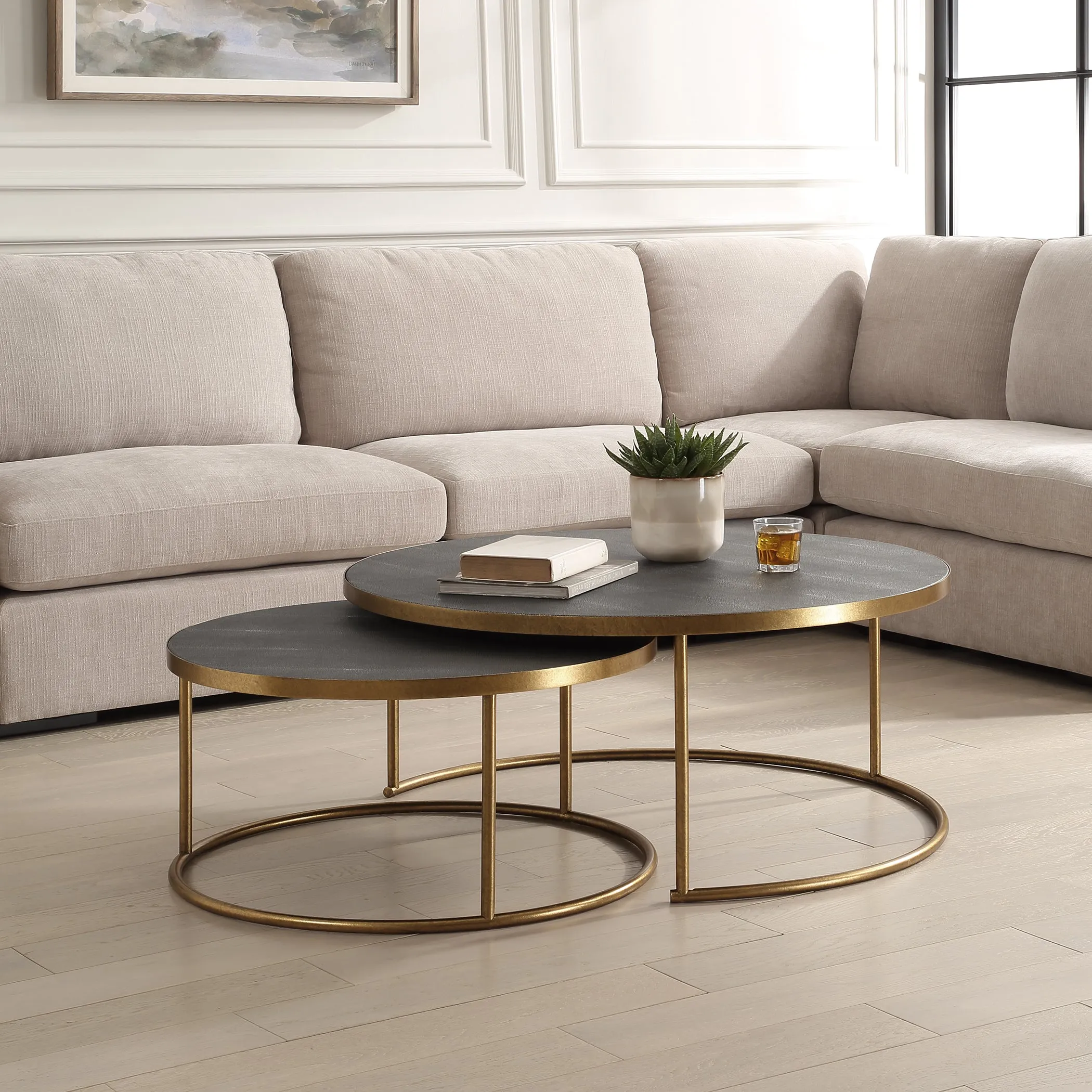 Aragon Gray Nesting Coffee Tables // Set of 2