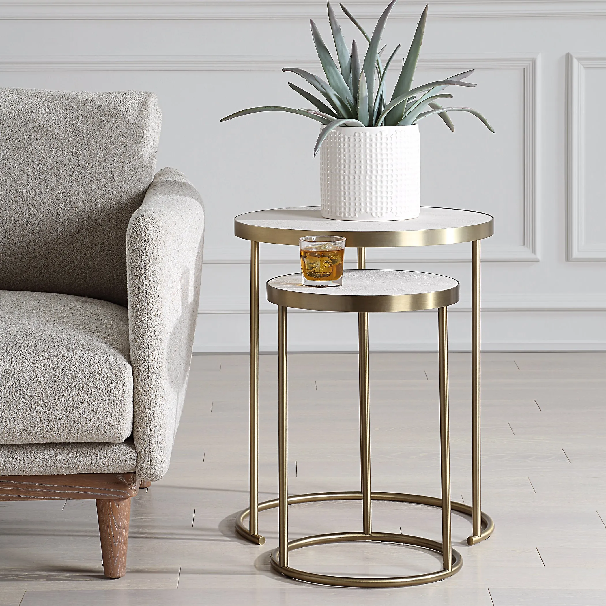 Aragon White Nesting Tables // Set of 2