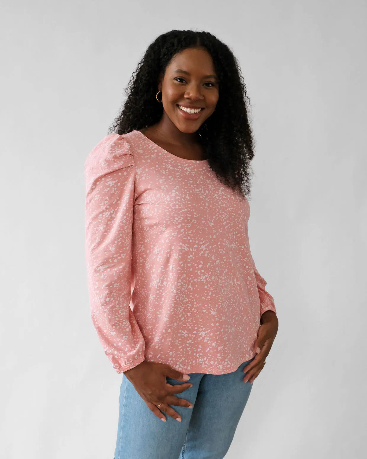 ATHENA printed top in Peach/White