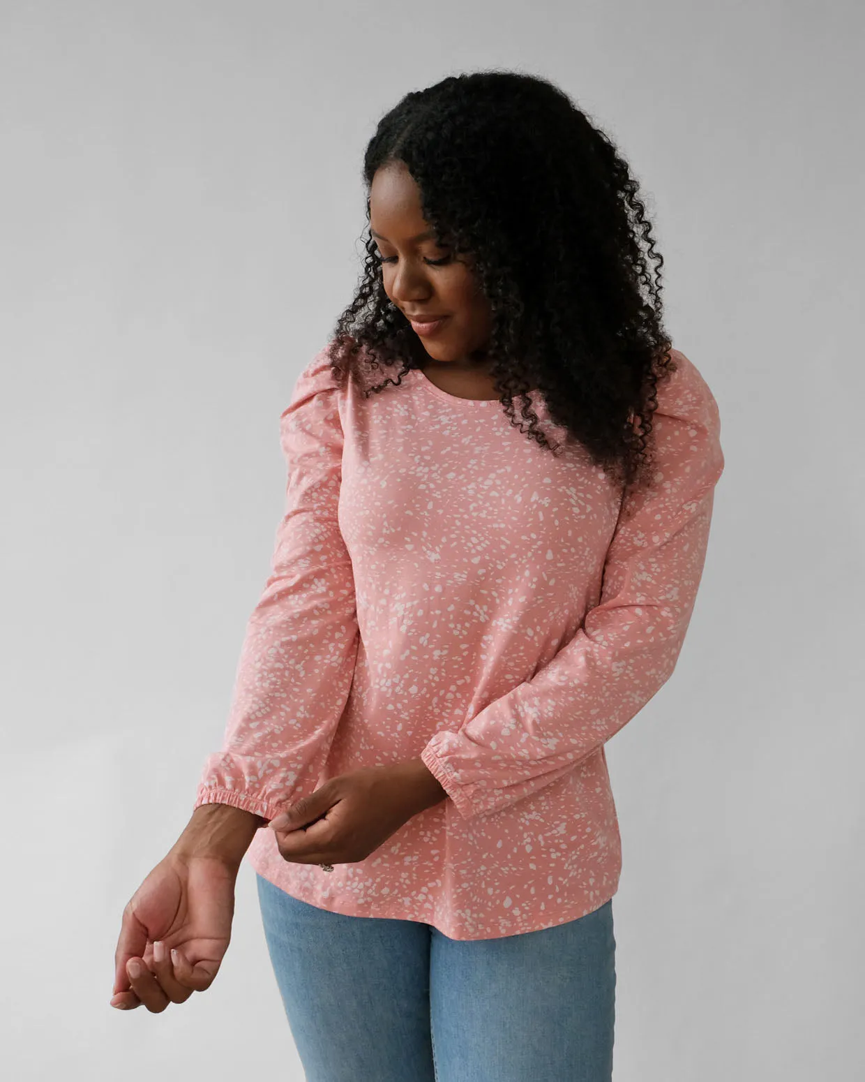 ATHENA printed top in Peach/White