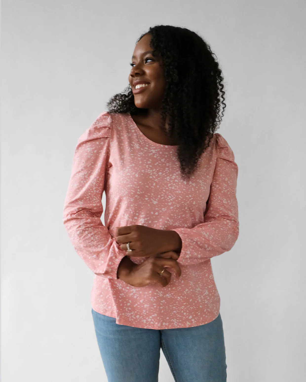 ATHENA printed top in Peach/White