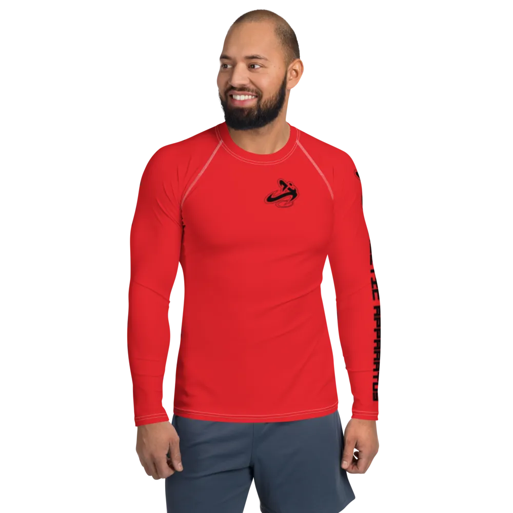 Athletic Apparatus Red 1 Black Logo White stitch Men's Rash Guard