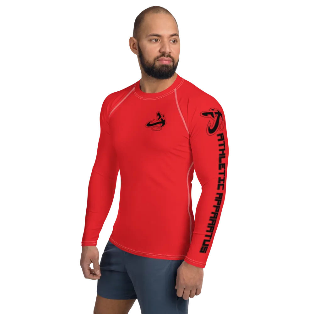 Athletic Apparatus Red 1 Black Logo White stitch Men's Rash Guard