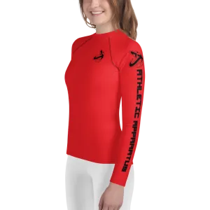 Athletic Apparatus Red 1 Black logo Youth Rash Guard