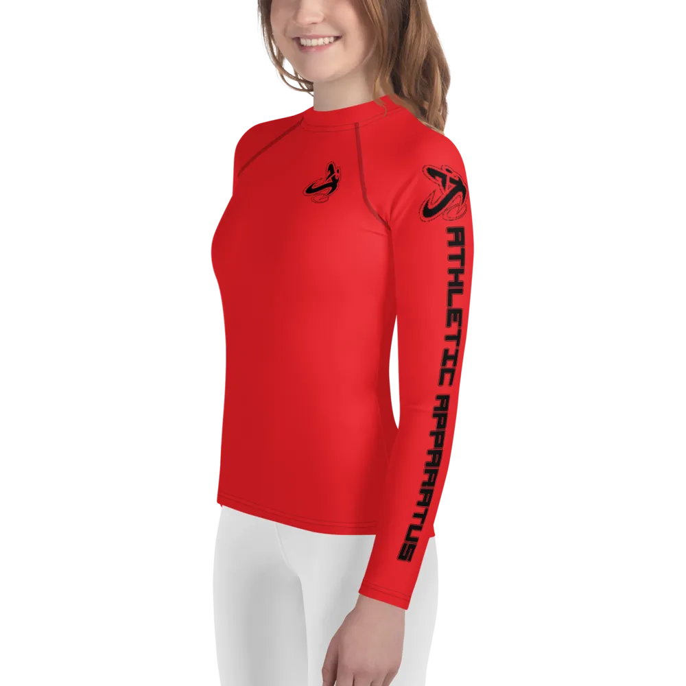 Athletic Apparatus Red 1 Black logo Youth Rash Guard