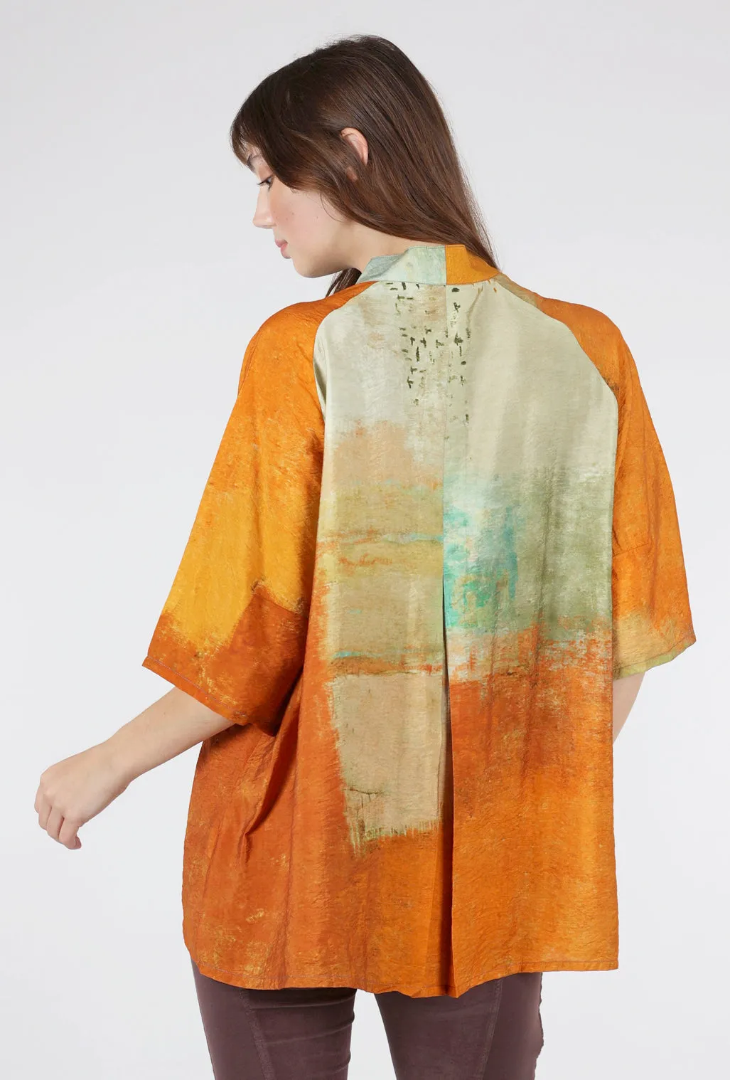 BDF Collarless Swing Jacket, Orange/Gray