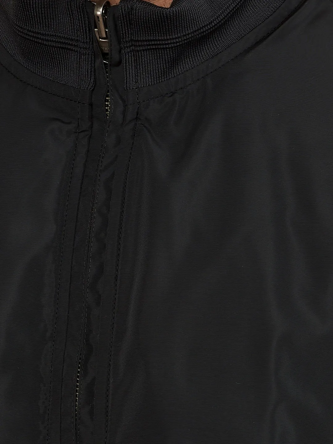 Black Mock Neck Bomber Reversible Jacket