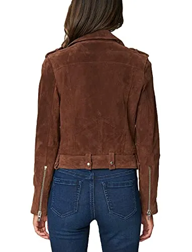 [BLANKNYC] womens Suede Moto Jacket, Chocolate Truffle, Medium US