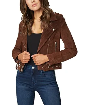 [BLANKNYC] womens Suede Moto Jacket, Chocolate Truffle, Medium US