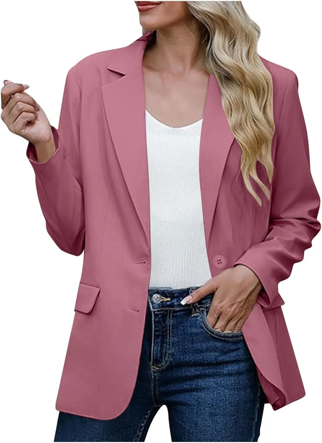 Blazers for Women Trendy Dressy Suit Jackets,2024 Winter Bussiness Suit Clothes,Long Sleeve Button Open Front Tops