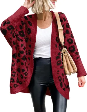 BTFBM Womens Cardigan Sweaters Long Sleeve Open Front Cardigans Fall Fashion Loose Knit Printed Outwear Spring Coats