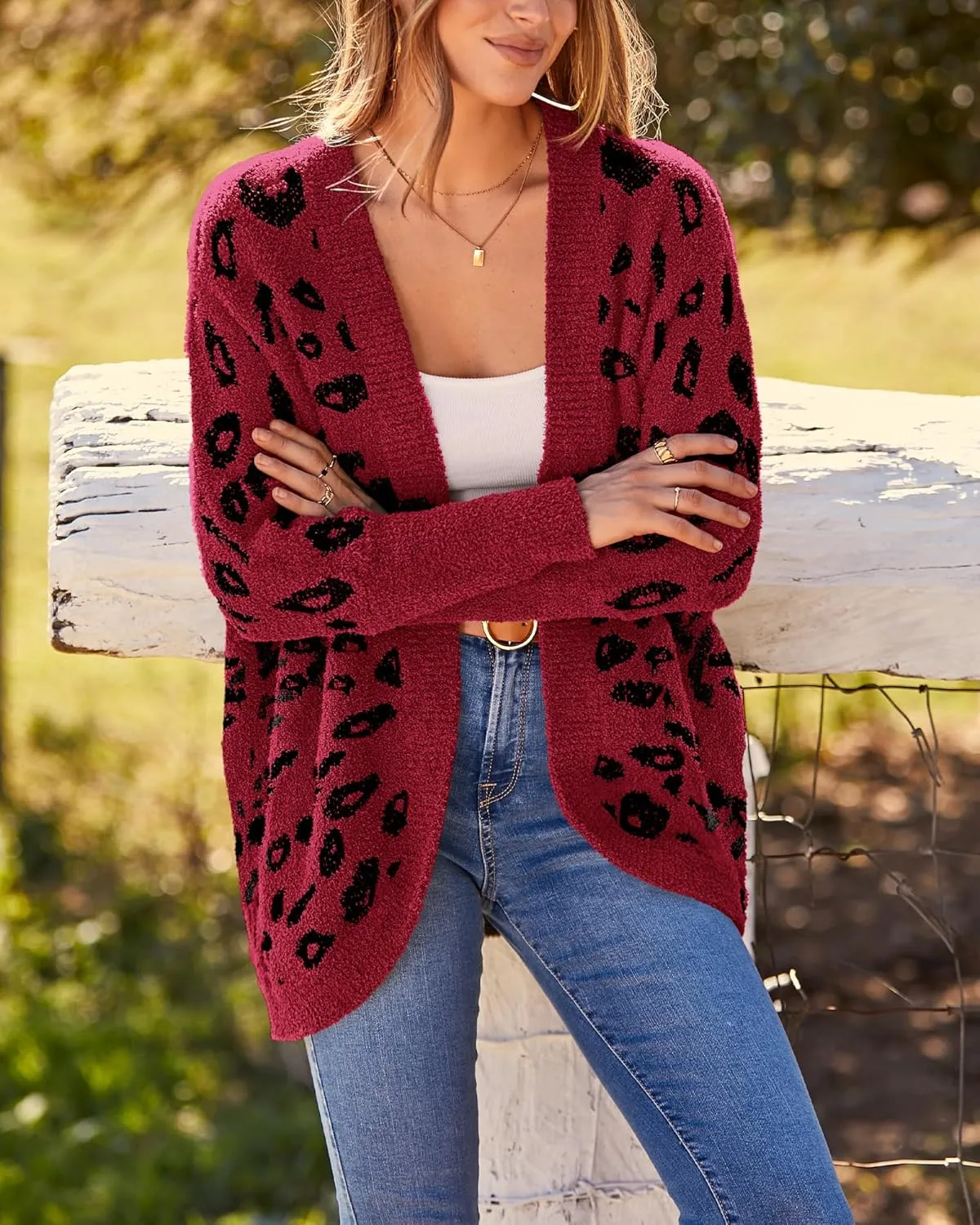 BTFBM Womens Cardigan Sweaters Long Sleeve Open Front Cardigans Fall Fashion Loose Knit Printed Outwear Spring Coats