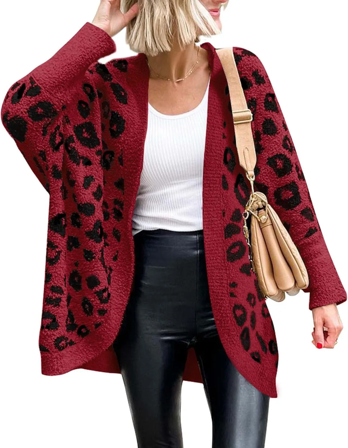 BTFBM Womens Cardigan Sweaters Long Sleeve Open Front Cardigans Fall Fashion Loose Knit Printed Outwear Spring Coats