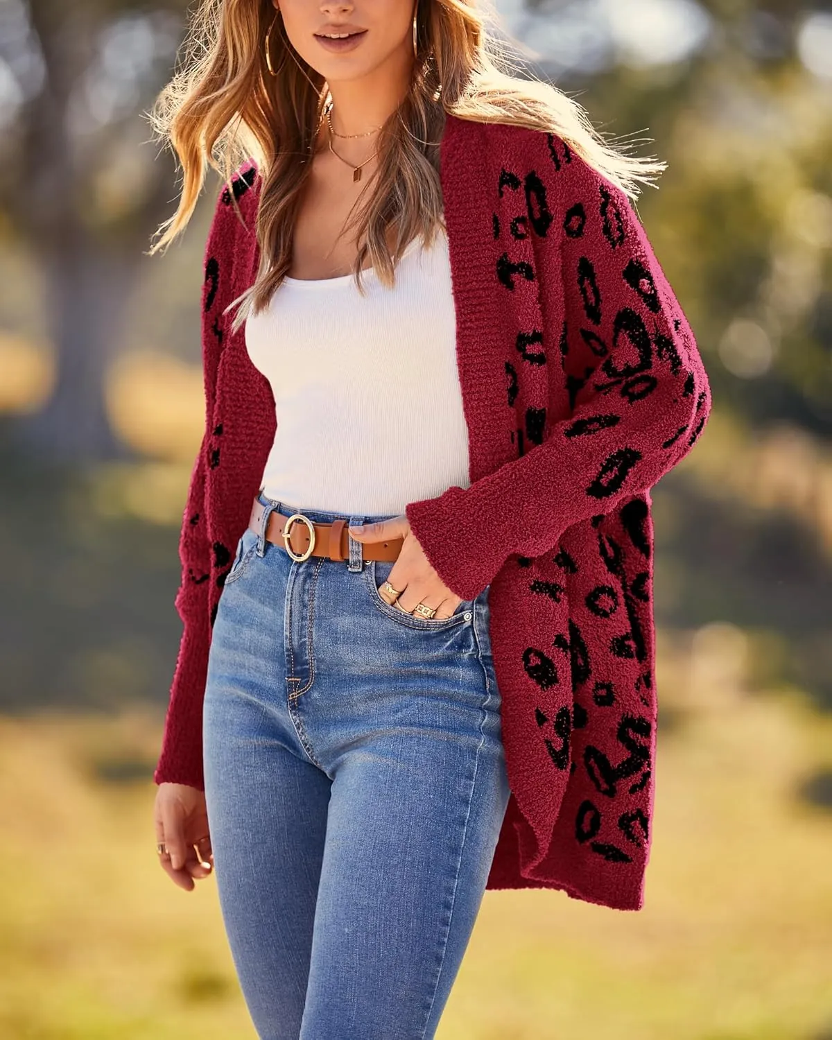 BTFBM Womens Cardigan Sweaters Long Sleeve Open Front Cardigans Fall Fashion Loose Knit Printed Outwear Spring Coats
