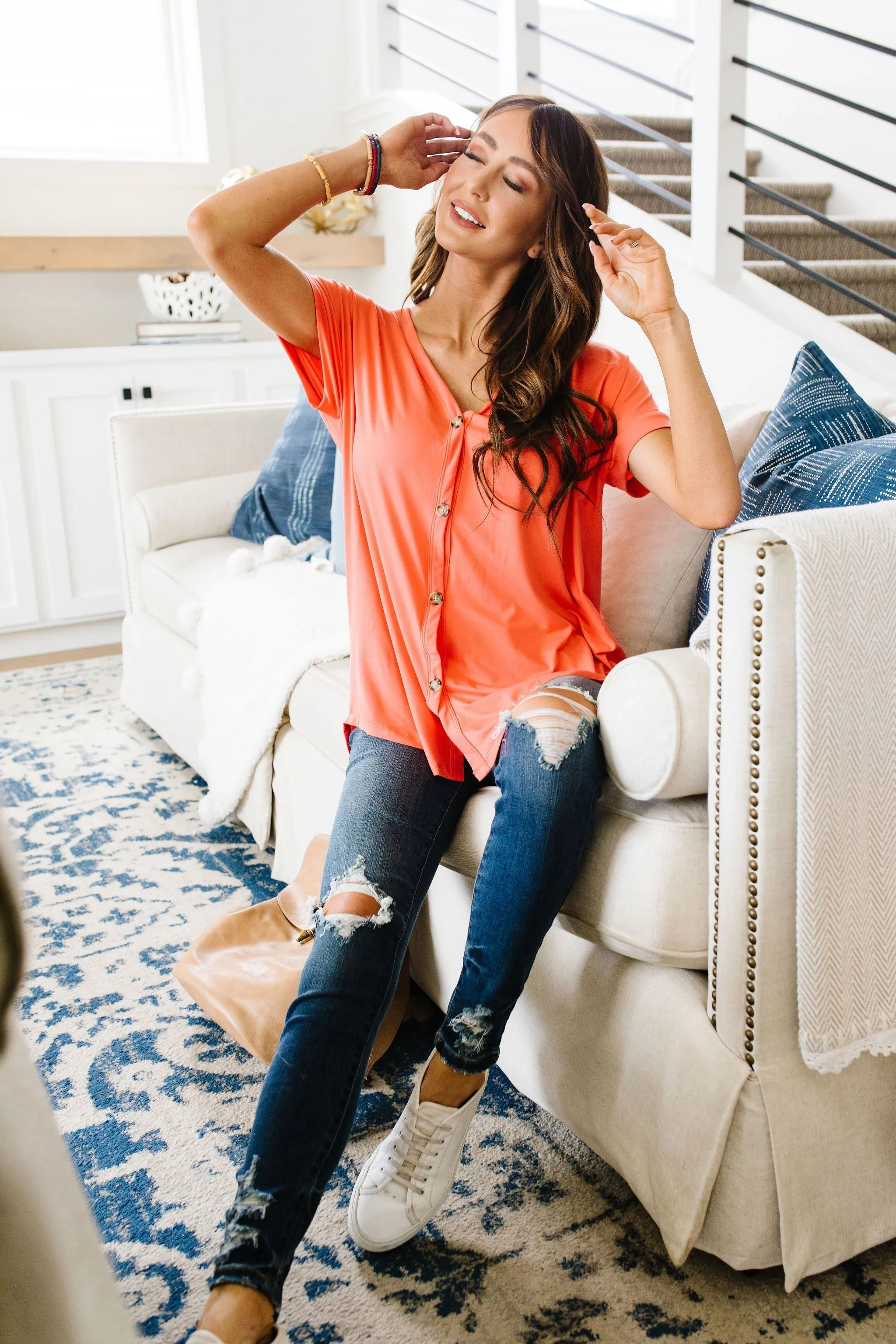 Button-down Comfort In Coral