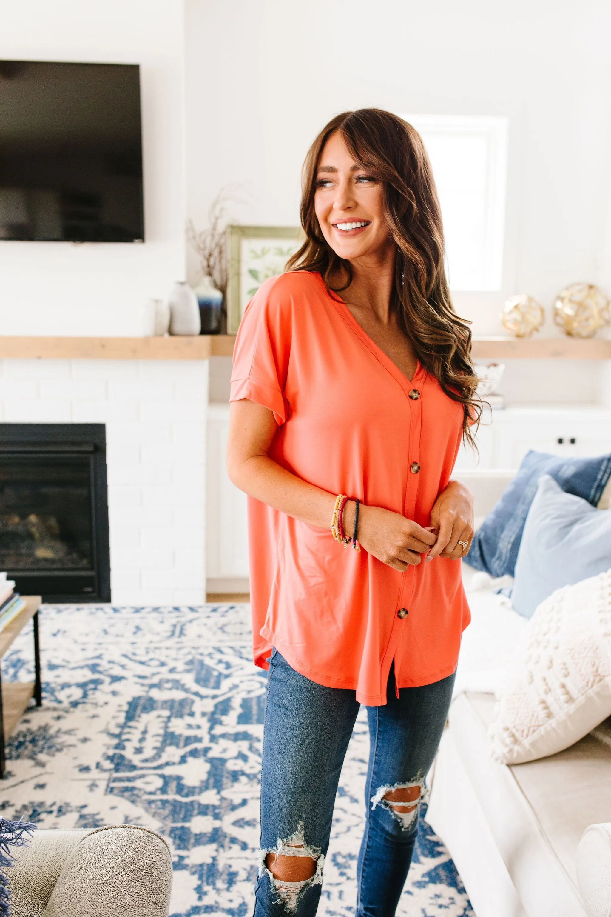 Button-down Comfort In Coral