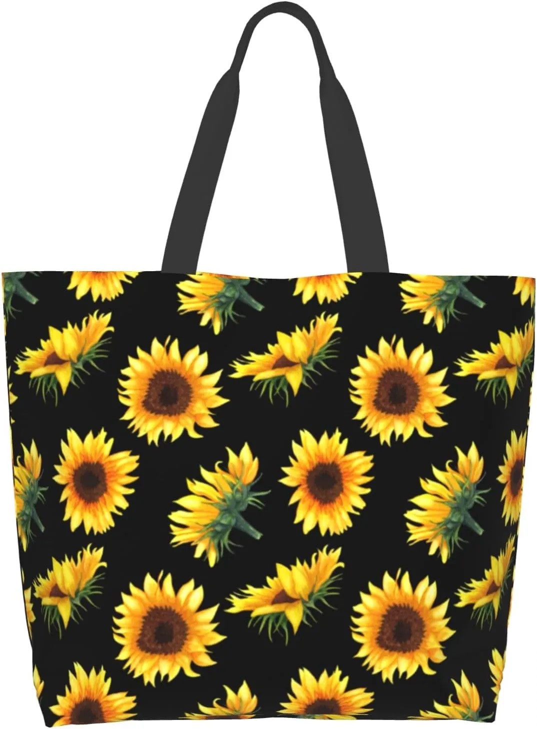 Cafl Yellow Sunflowers Tote Bag Brightly Sunflower Shoulder Bag Large Reusable Eco-friendly Beach Bag Portable Storage Handbag Convenient for Women Gym Beach Travel Shopping