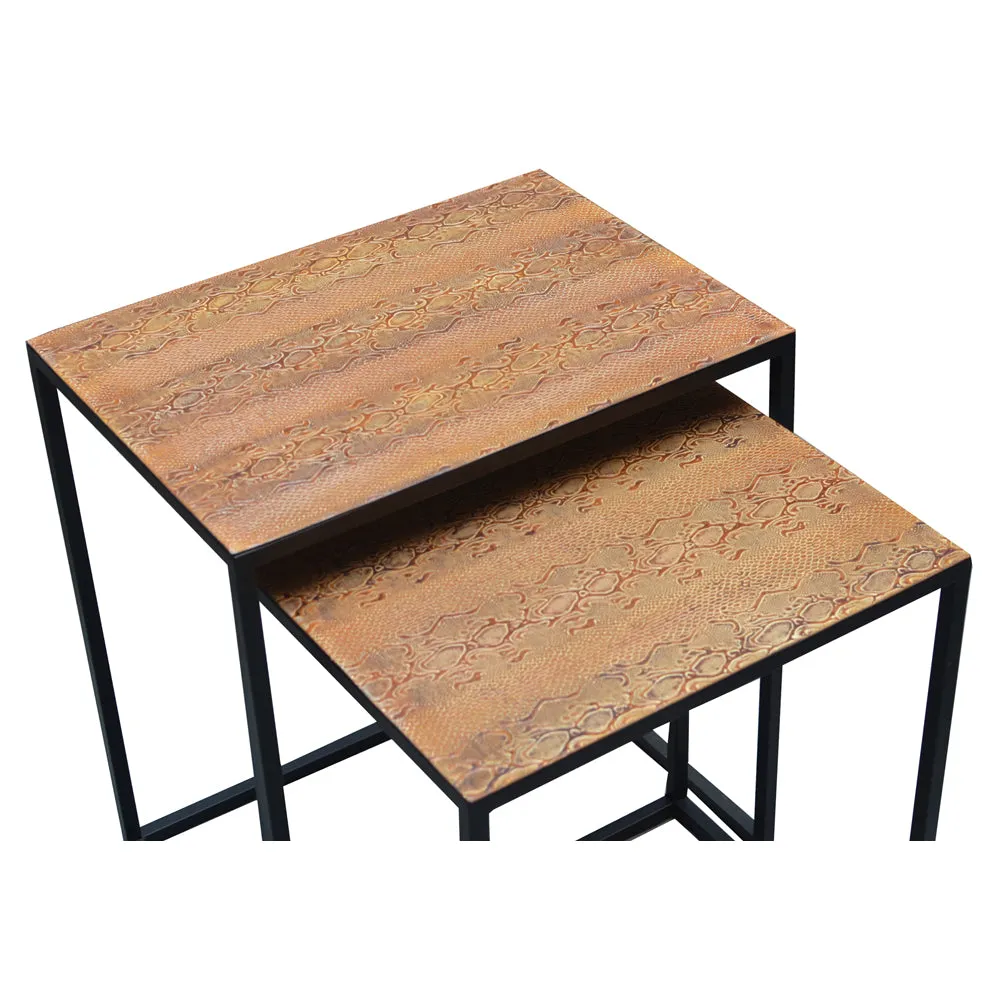 Cascabel Faux Rattlesnake Skin End Tables - Set of 2