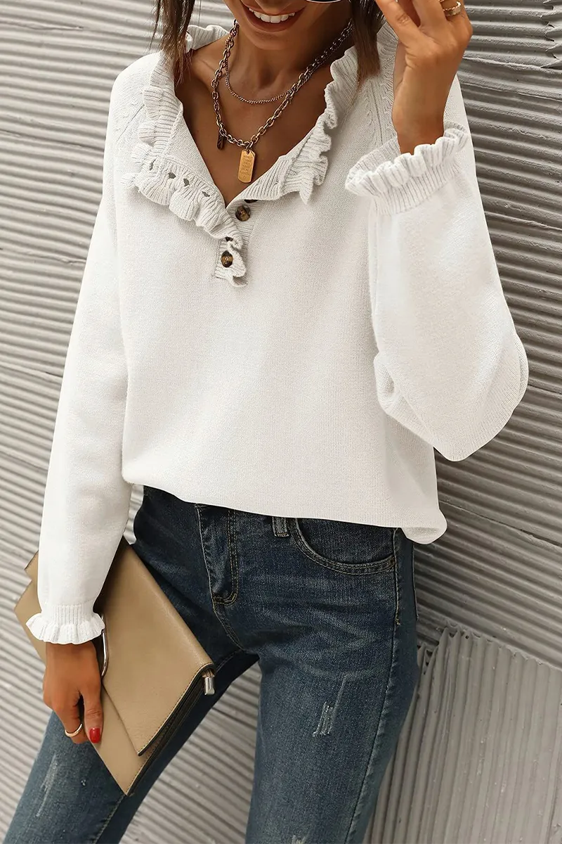 Casual Elegant Solid Buttons V Neck Sweaters(4 Colors)