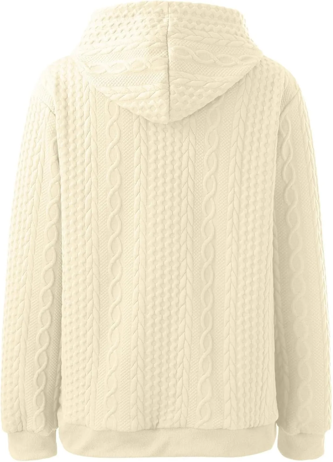 Casual Sweatshirt for Women Crewneck Pullover Tops Solid Jacquard Drawstring Hoodies Fall Loose Long Sleeve Blouse