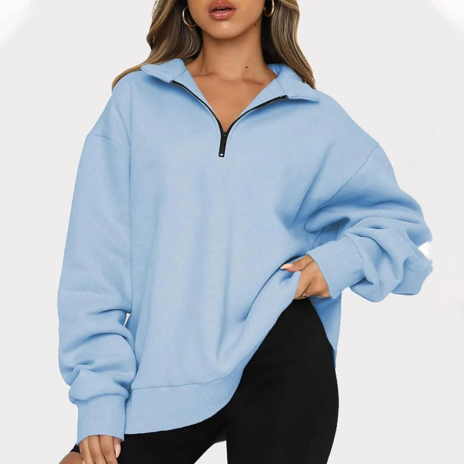 Ceboyel Oversized Sweatshirt For Women Half Zip Hoodie Sweater Trendy Y2K Long Sleeve Tops Fall Fashion Clothes Outfits 2023