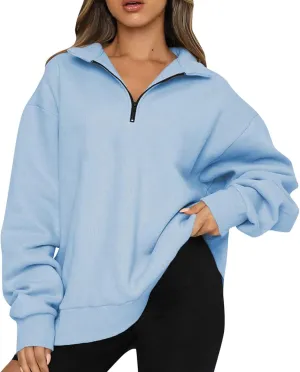 Ceboyel Oversized Sweatshirt For Women Half Zip Hoodie Sweater Trendy Y2K Long Sleeve Tops Fall Fashion Clothes Outfits 2023