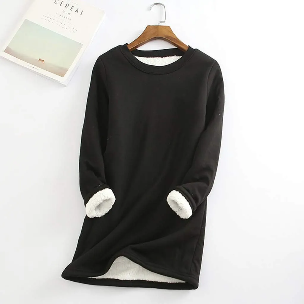 Ceboyel Women Fleece Lined Sweatshirts Sherpa Fuzzy Pullover Tops Loose Fit Cute Sweater Warm Winter Trendy Cozy Clothing