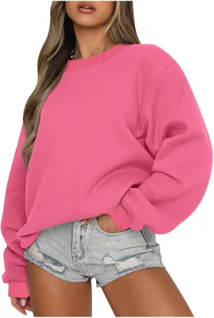 Ceboyel Womens Crew Neck Sweatshirts Oversized Long Sleeve Pullover Hoodie Cute Sweaters Shirts Teens Girls Winter Clothes
