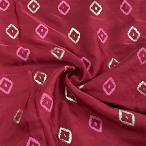 Classic Red Gold Foil Print Silk Fabric