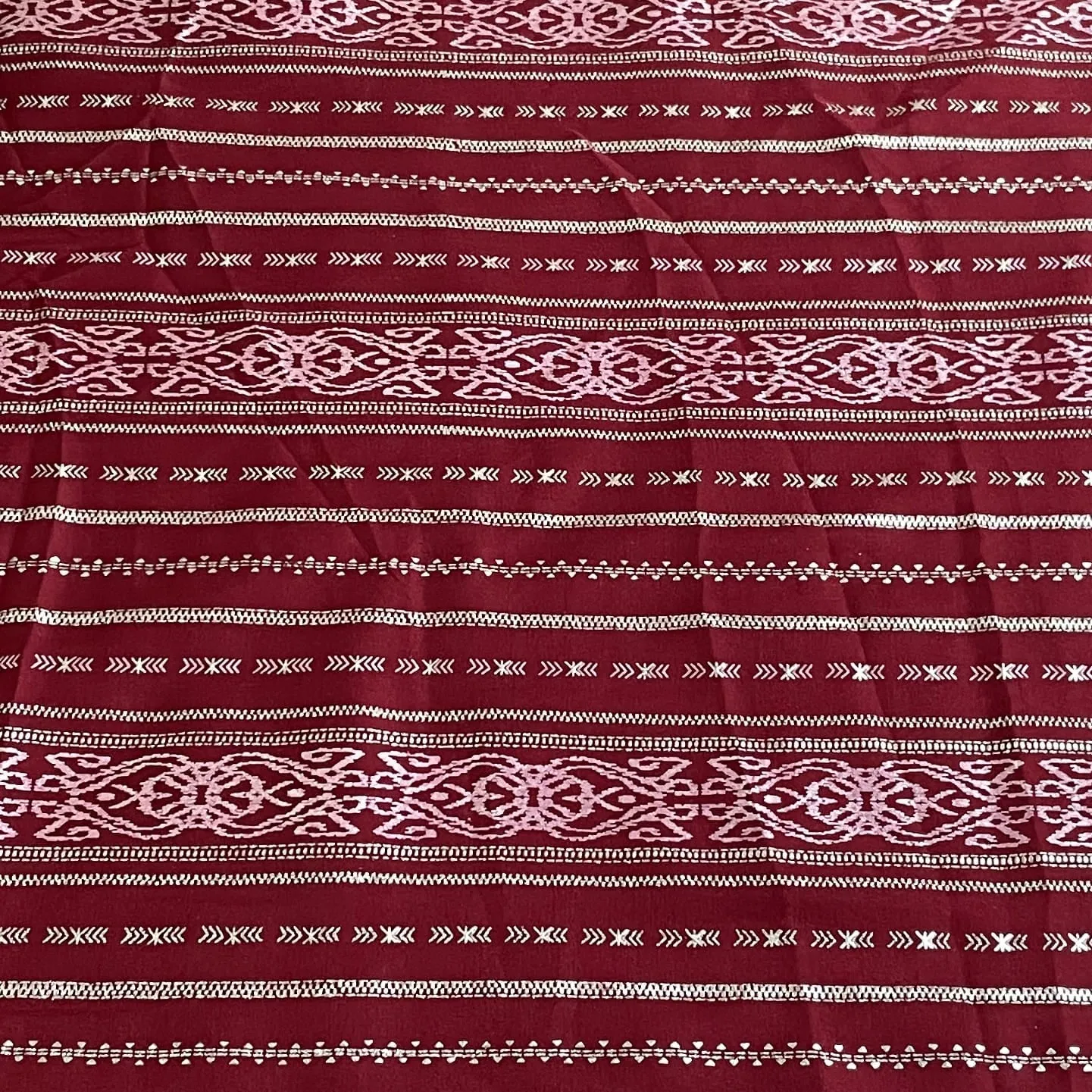 Classic Red Gold Stripes Foil Print Silk Fabric