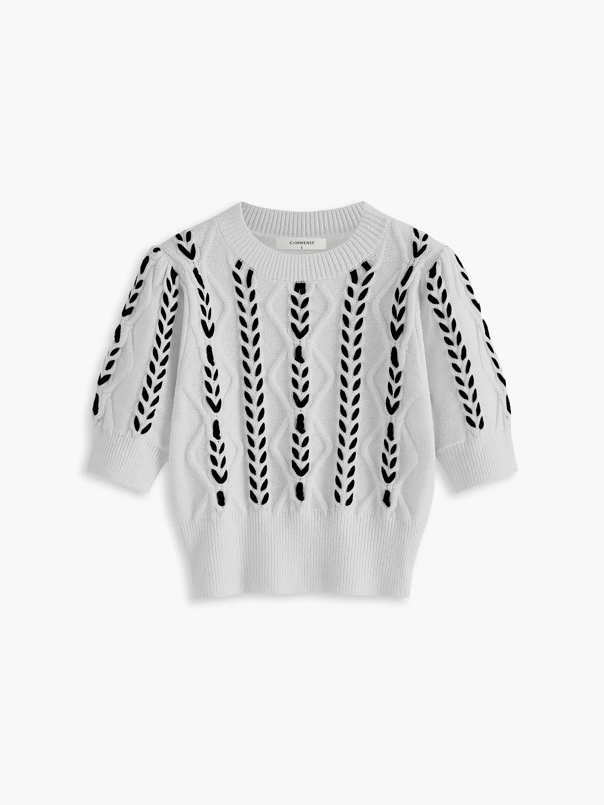 Contrast Binding Corset Cable Knit Top