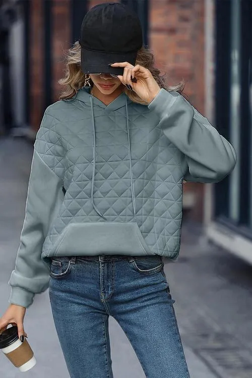 Cozy Wandered Quilted Kangaroo Pocket Hoodie