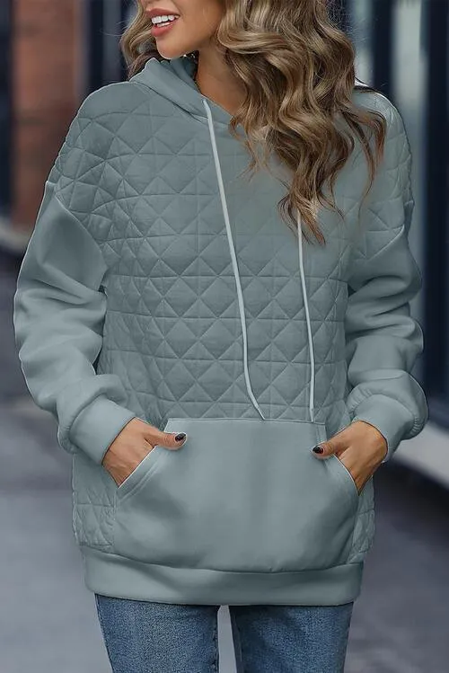 Cozy Wandered Quilted Kangaroo Pocket Hoodie