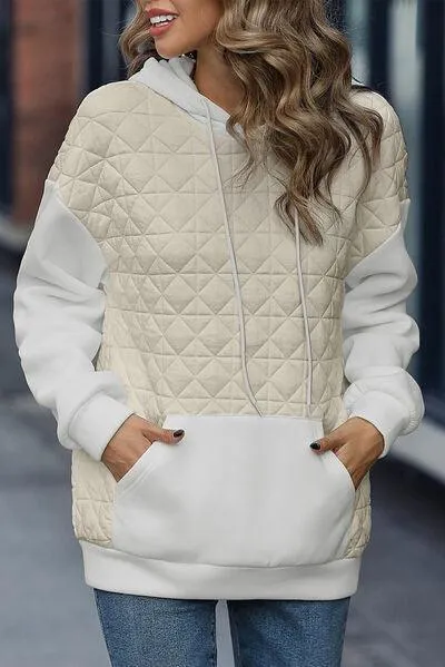 Cozy Wandered Quilted Kangaroo Pocket Hoodie
